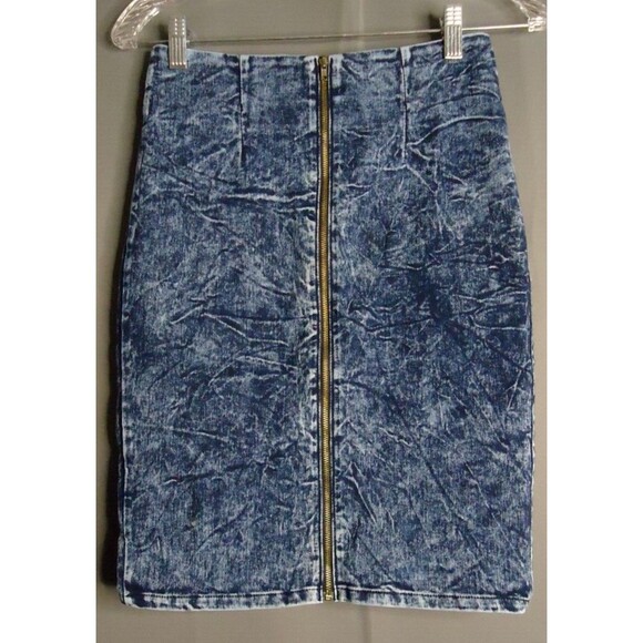 Forever 21 Denim Pencil Skirt Medium Stone Wash Womens Size Medium - Picture 6 of 6